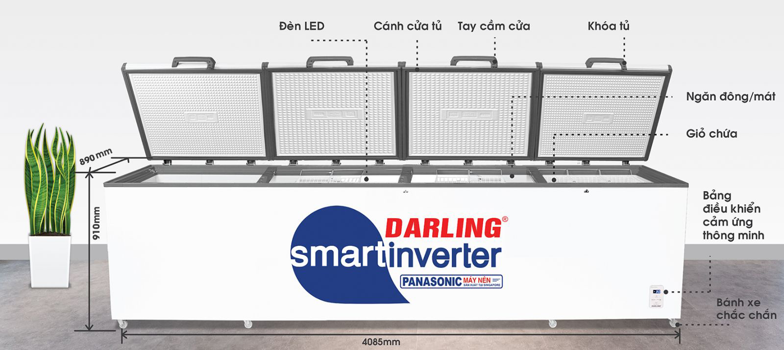 Tủ Đông 2500 lít 4 Cánh Darling Smart Inverter DMF-1979ASI