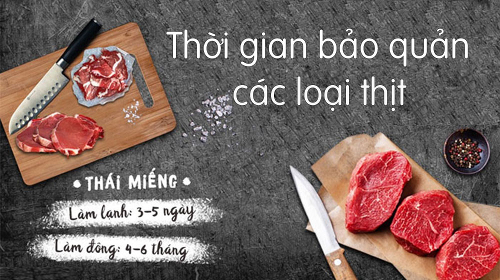 thời gian bảo quản các loại thịt đông